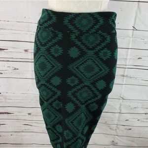 Mandy K Aztec black & green fitted small‎ skirt